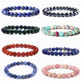 Wholesale 8mm Stone String Beads Bracelet
