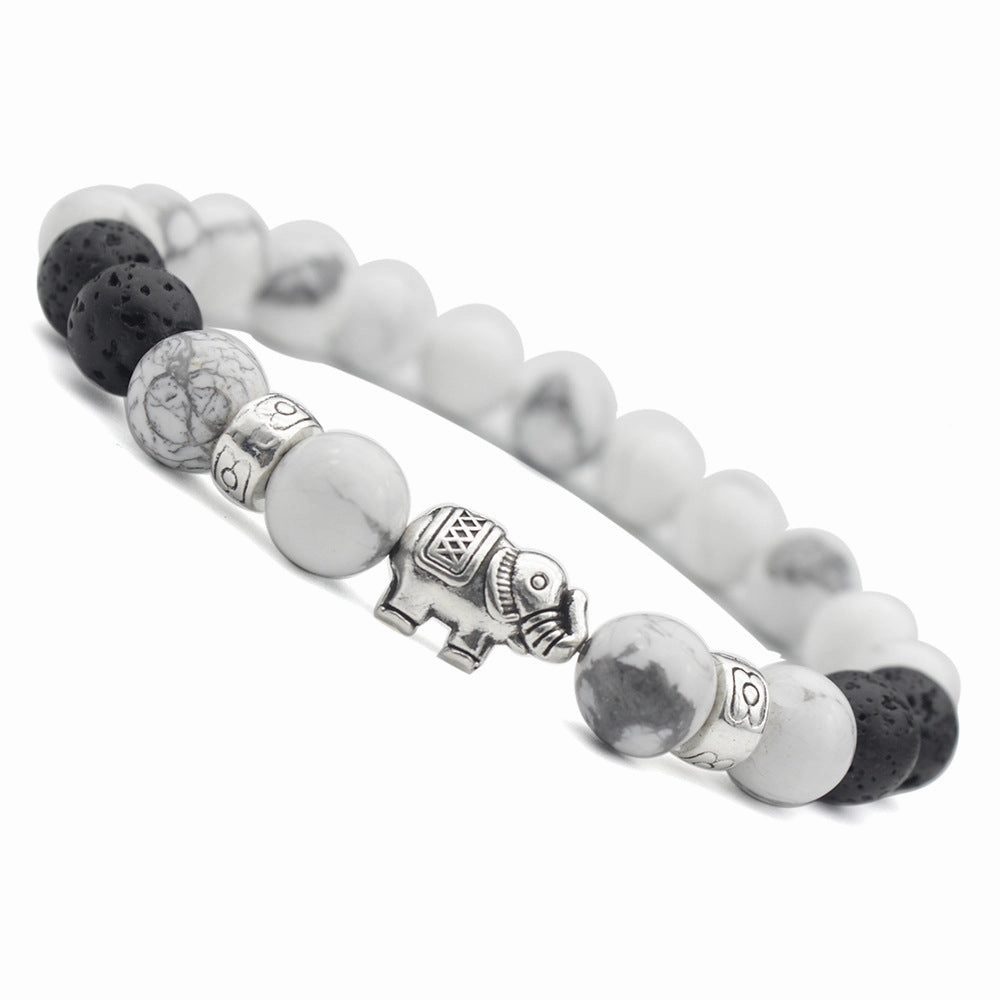 Wholesale 8mm White Turquoise Elephant Bracelet