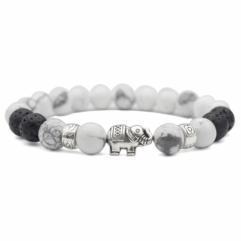 Wholesale 8mm White Turquoise Elephant Bracelet