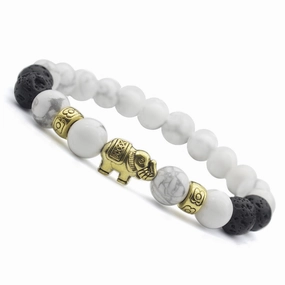 Wholesale 8mm White Turquoise Elephant Bracelet