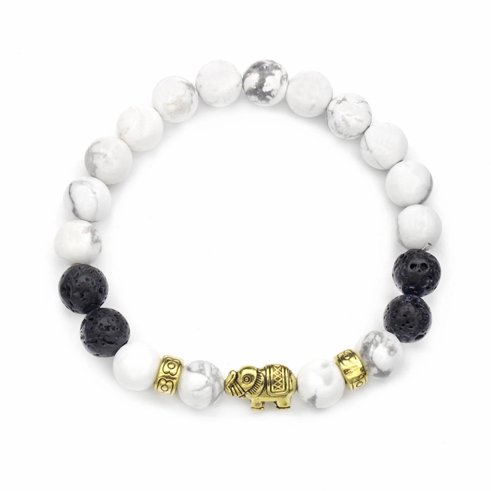 Wholesale 8mm White Turquoise Elephant Bracelet