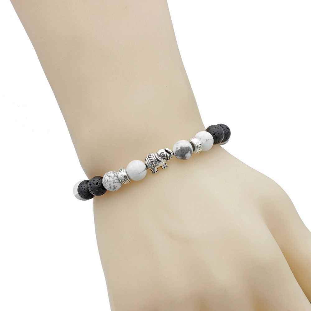 Wholesale 8mm White Turquoise Elephant Bracelet