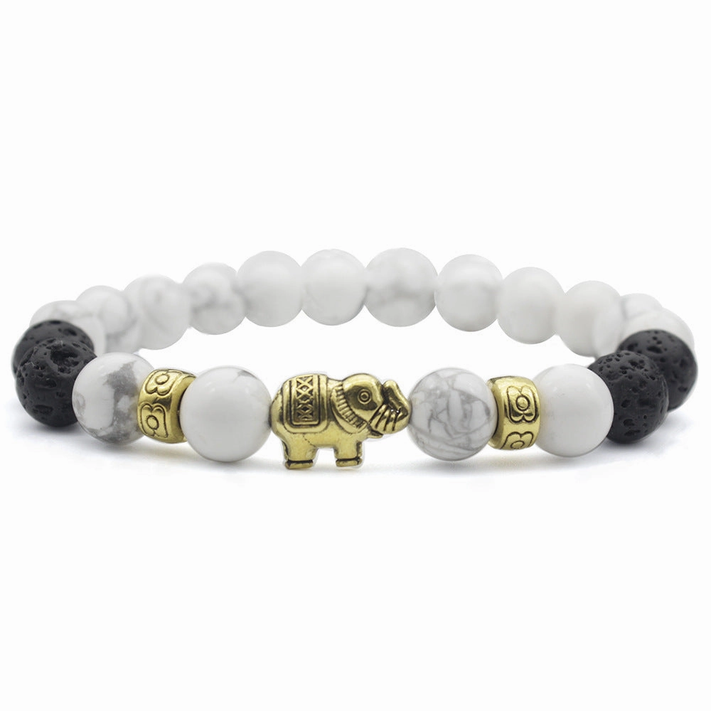 Wholesale 8mm White Turquoise Elephant Bracelet
