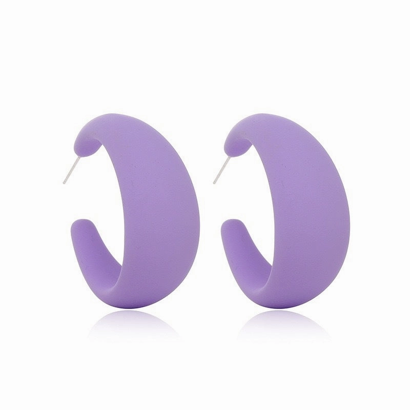 Wholesale 925 Silver Needle Candy Color C Shape Acrylic Stud Earrings