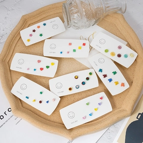 Wholesale 925 Silver Needle Colorful Small Daisy Flower Heart Alloy Earrings