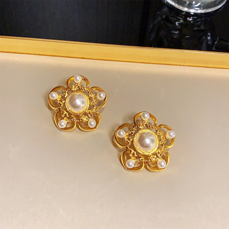Wholesale 925 Silver Needle Crystal Flower Vintage Earrings