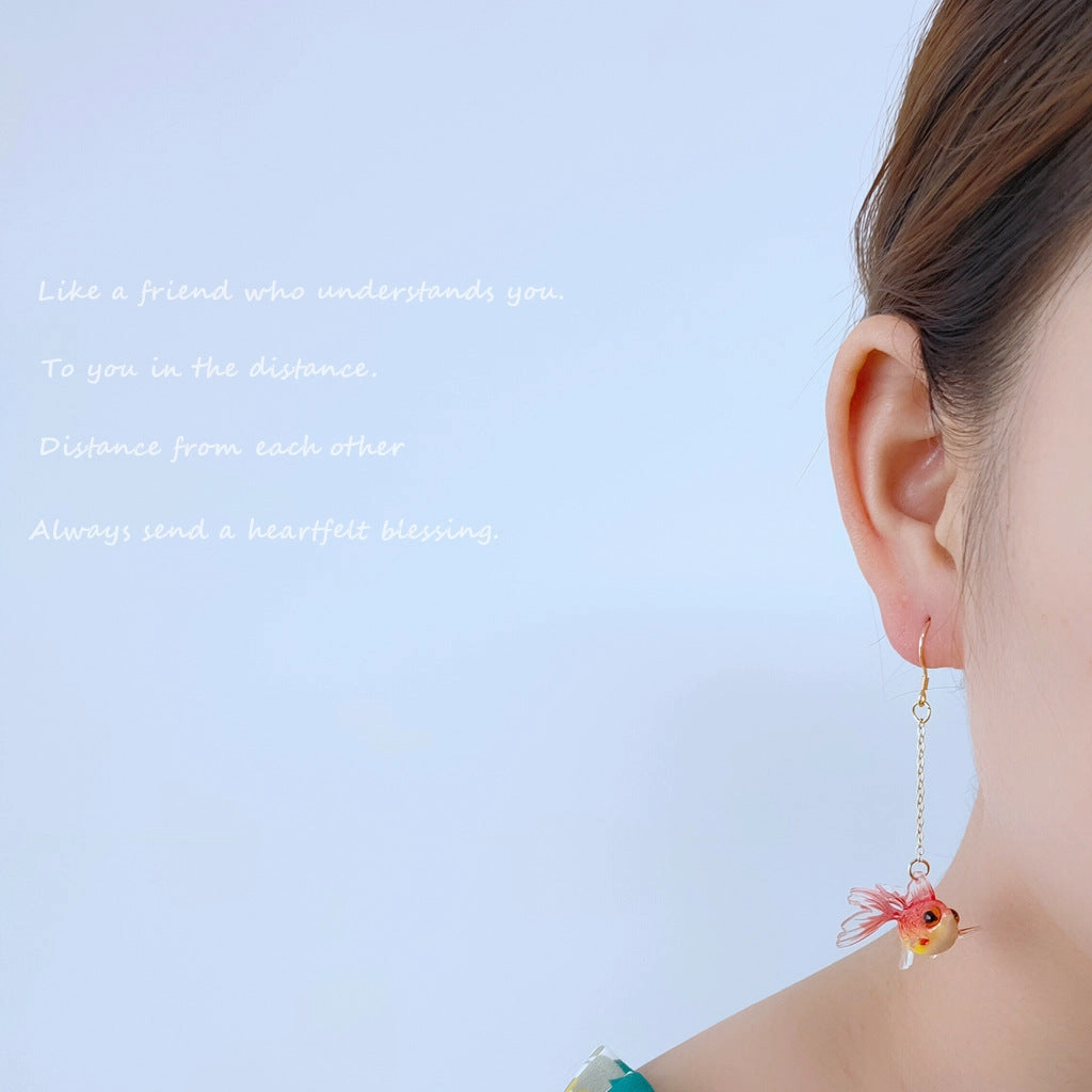 Wholesale 925 Silver Needle Goldfish Alloy Earrings