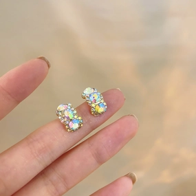 Wholesale 925 Silver Needle Ice Crystal Diamond Stud Earrings