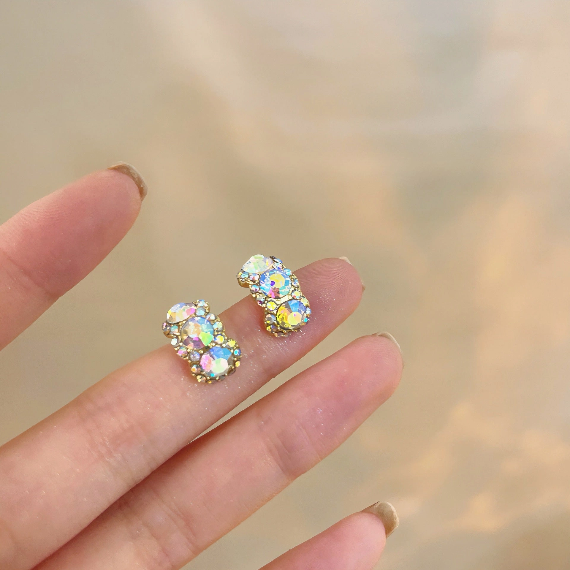 Wholesale 925 Silver Needle Ice Crystal Diamond Stud Earrings