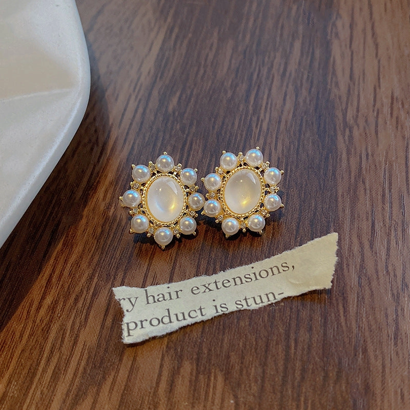 Wholesale 925 silver needle pearl vintage earrings