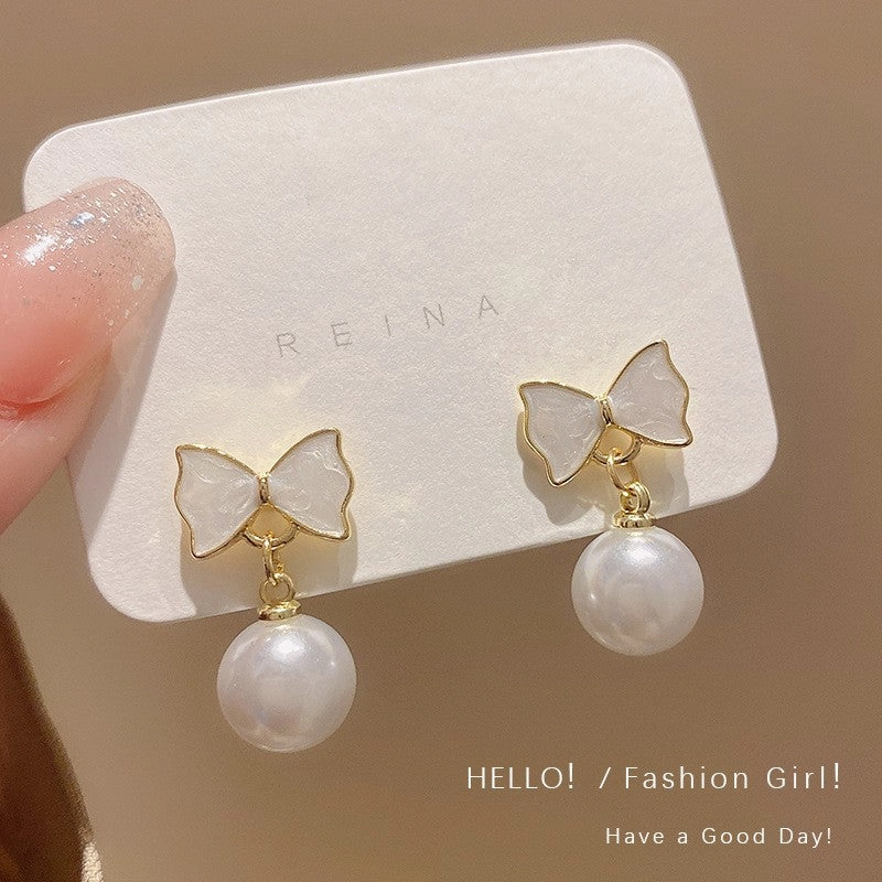 Wholesale 925 silver needle pearl vintage earrings