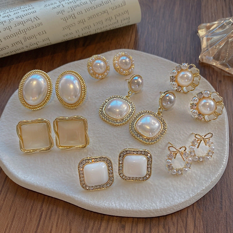 Wholesale 925 silver needle pearl vintage earrings