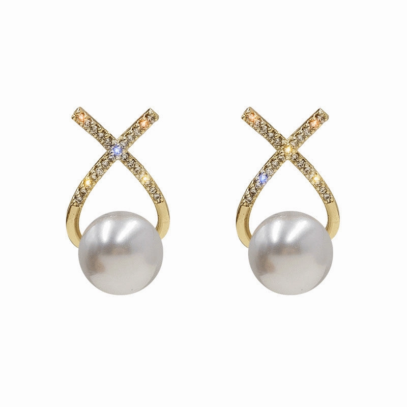 Wholesale 925 Silver Needle Pearls Vintage French Alloy Earrings
