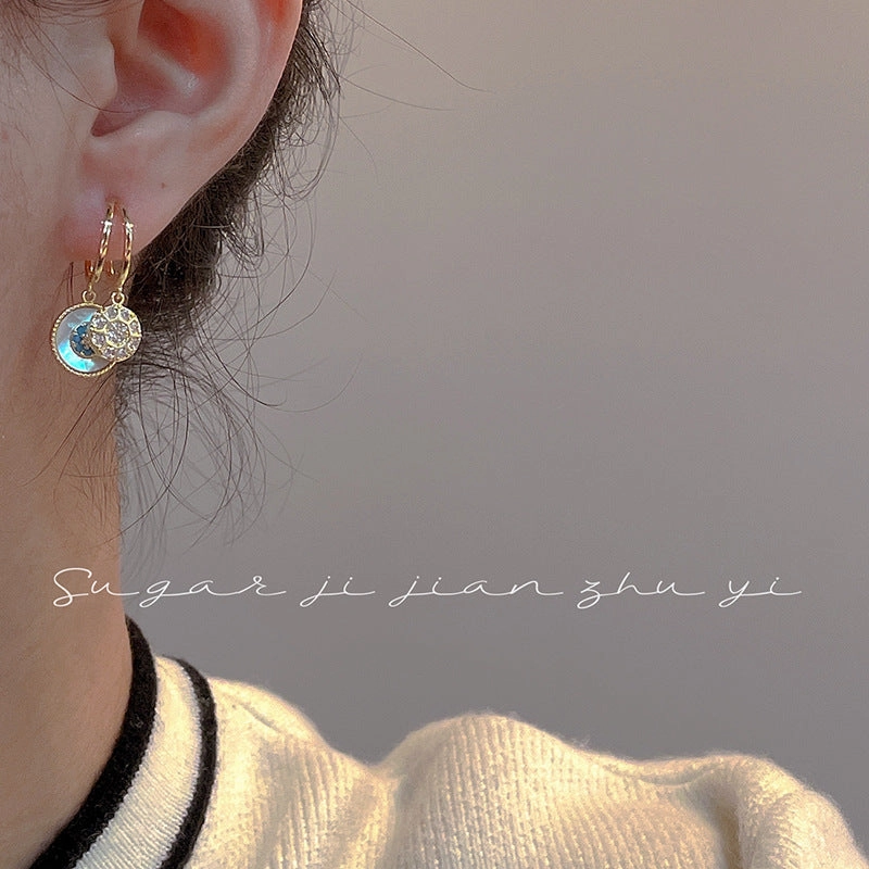 Wholesale 925 Silver Needle Round Ring Shell Alloy Earrings