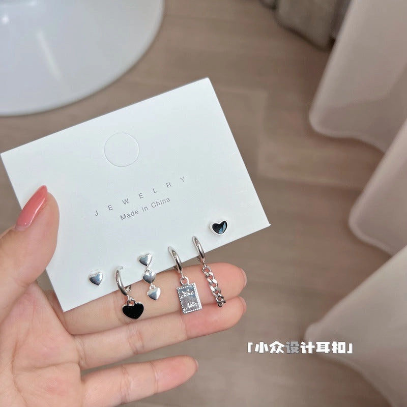 Wholesale 925 Silver Needle Tassel Four-piece Set Alloy Earrings