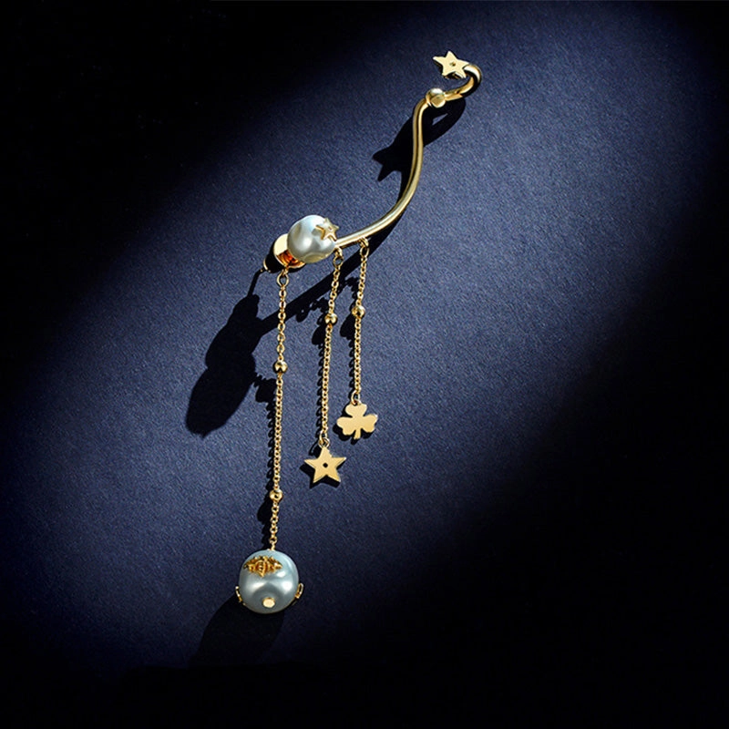 Wholesale 925 Silver Pearl Tassel Ear Cuffs OLY-ES-FL001