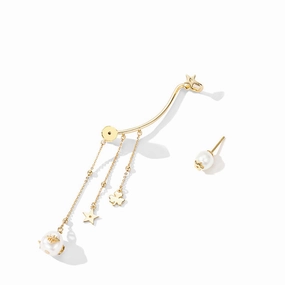 Wholesale 925 Silver Pearl Tassel Ear Cuffs OLY-ES-FL001