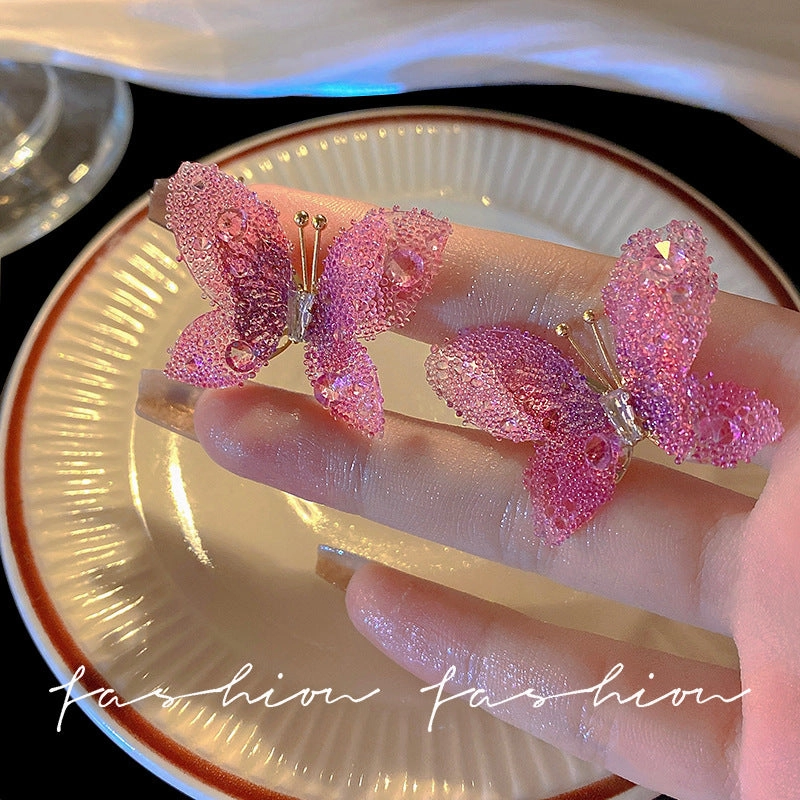 Wholesale 925 Silver Pin Butterfly Resin Earrings
