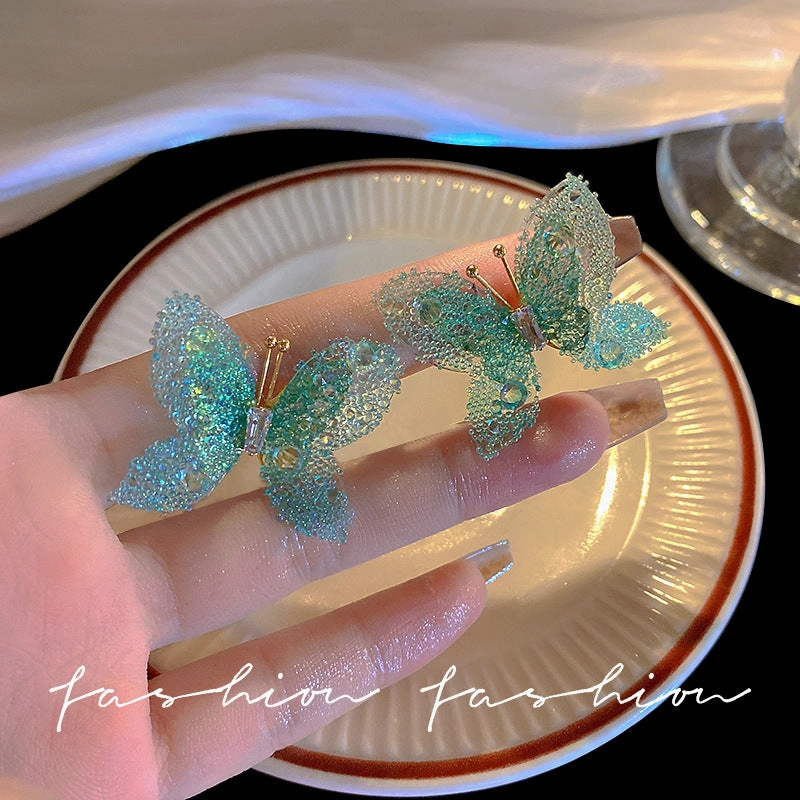 Wholesale 925 Silver Pin Butterfly Resin Earrings