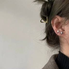 Wholesale 925 Silver Pin Four Pointed Star Copper Earrings