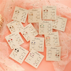 Wholesale 925 Silver Plated Needle Zircon Pearl Earrings Set