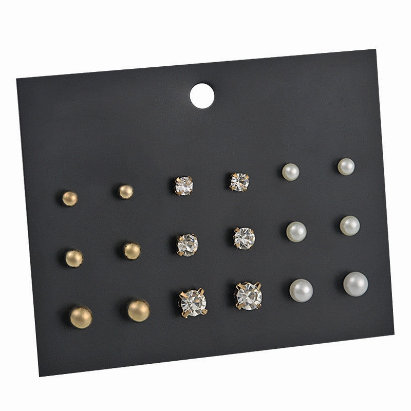 Wholesale 925 Silver Plated Needle Zircon Pearl Earrings Set