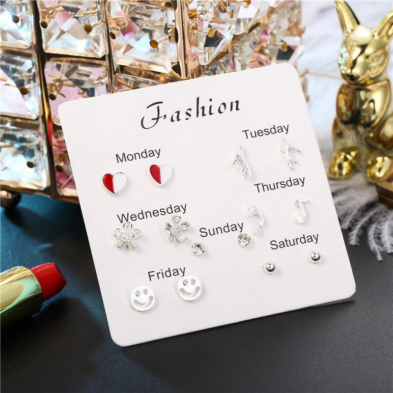 Wholesale 925 Silver Plated Needle Zircon Pearl Earrings Set