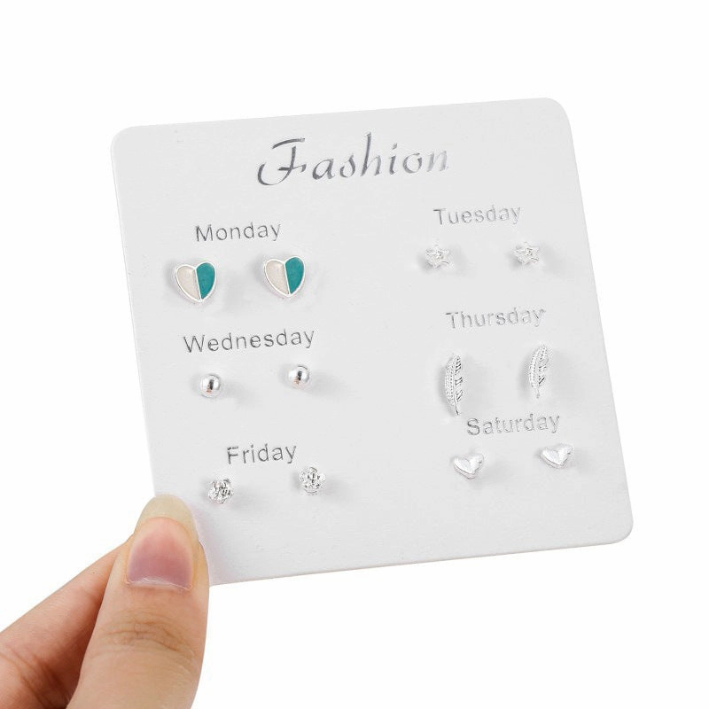 Wholesale 925 Silver Plated Needle Zircon Pearl Earrings Set