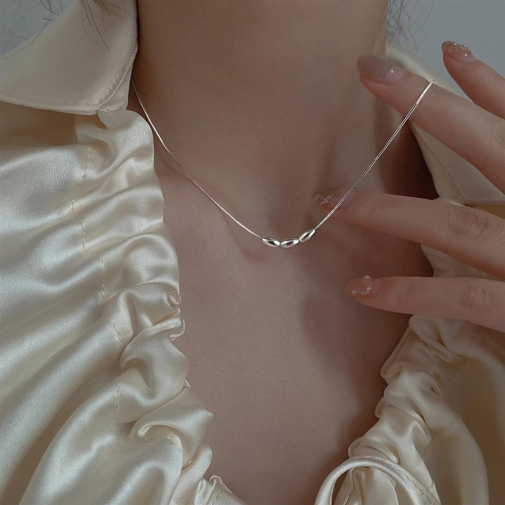 Wholesale 925 Silver Rice Grain Necklace