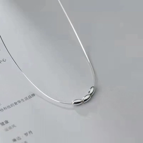 Wholesale 925 Silver Rice Grain Necklace