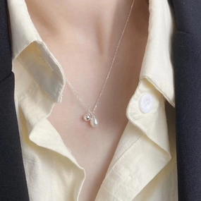 Wholesale 925 Sterling Silver Freshwater Pearl Necklace Clavicle Chain