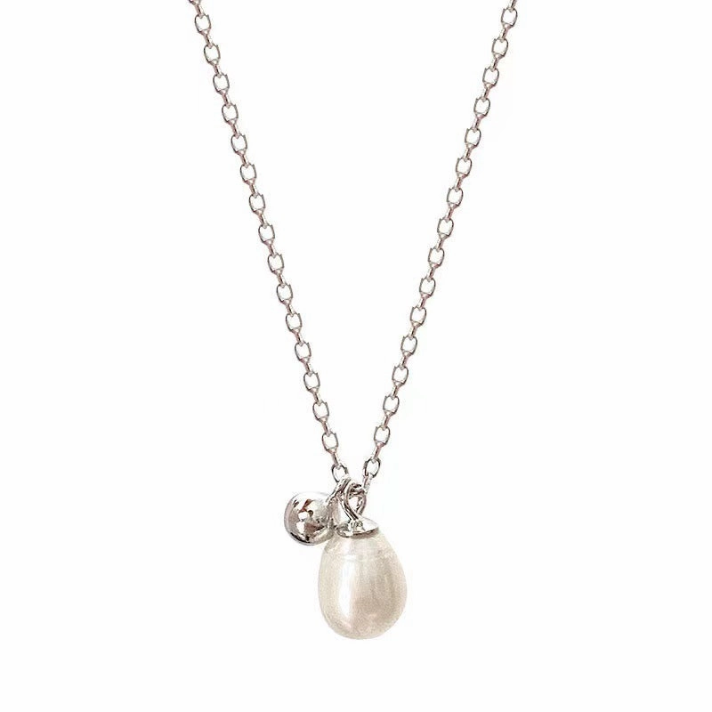 Wholesale 925 Sterling Silver Freshwater Pearl Necklace Clavicle Chain