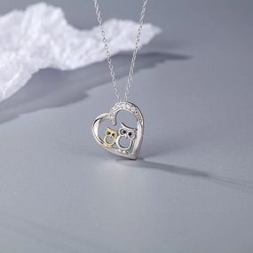 Wholesale 925 Sterling Silver Heart-shaped Owl Necklace
