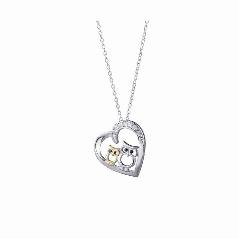 Wholesale 925 Sterling Silver Heart-shaped Owl Necklace