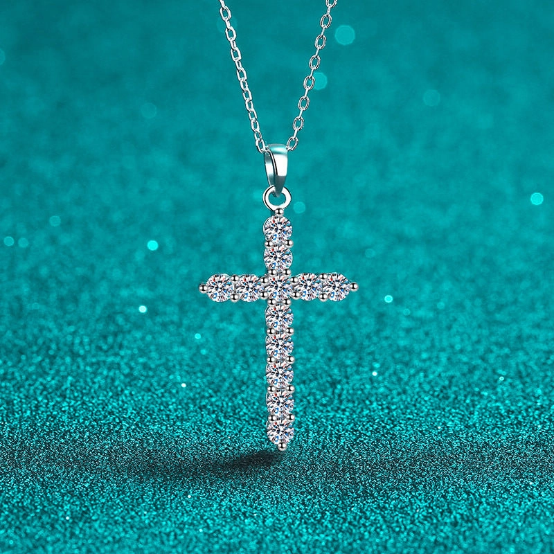Wholesale 925 Sterling Silver Moissanite Cross Necklace