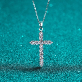 Wholesale 925 Sterling Silver Moissanite Cross Necklace