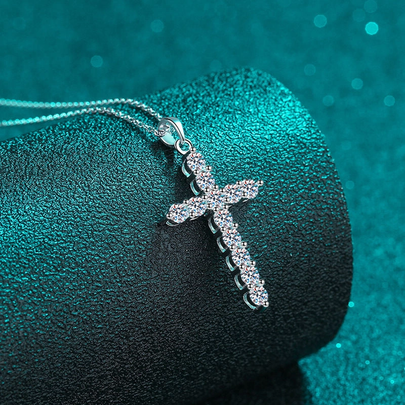 Wholesale 925 Sterling Silver Moissanite Cross Necklace