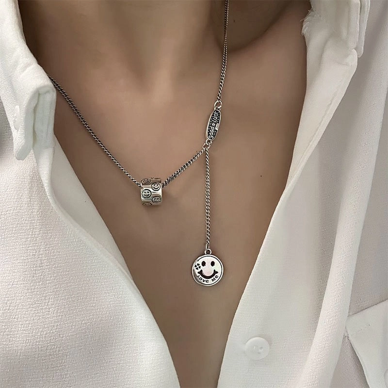 Wholesale 925 sterling silver necklace elephant hip hop lucky bean retro sweater clavicle chain