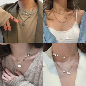 Wholesale 925 sterling silver necklace elephant hip hop lucky bean retro sweater clavicle chain