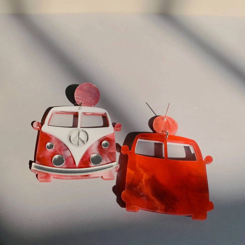 Wholesale 925 Sterling Silver Needle Car Cute Acrylic Earrings