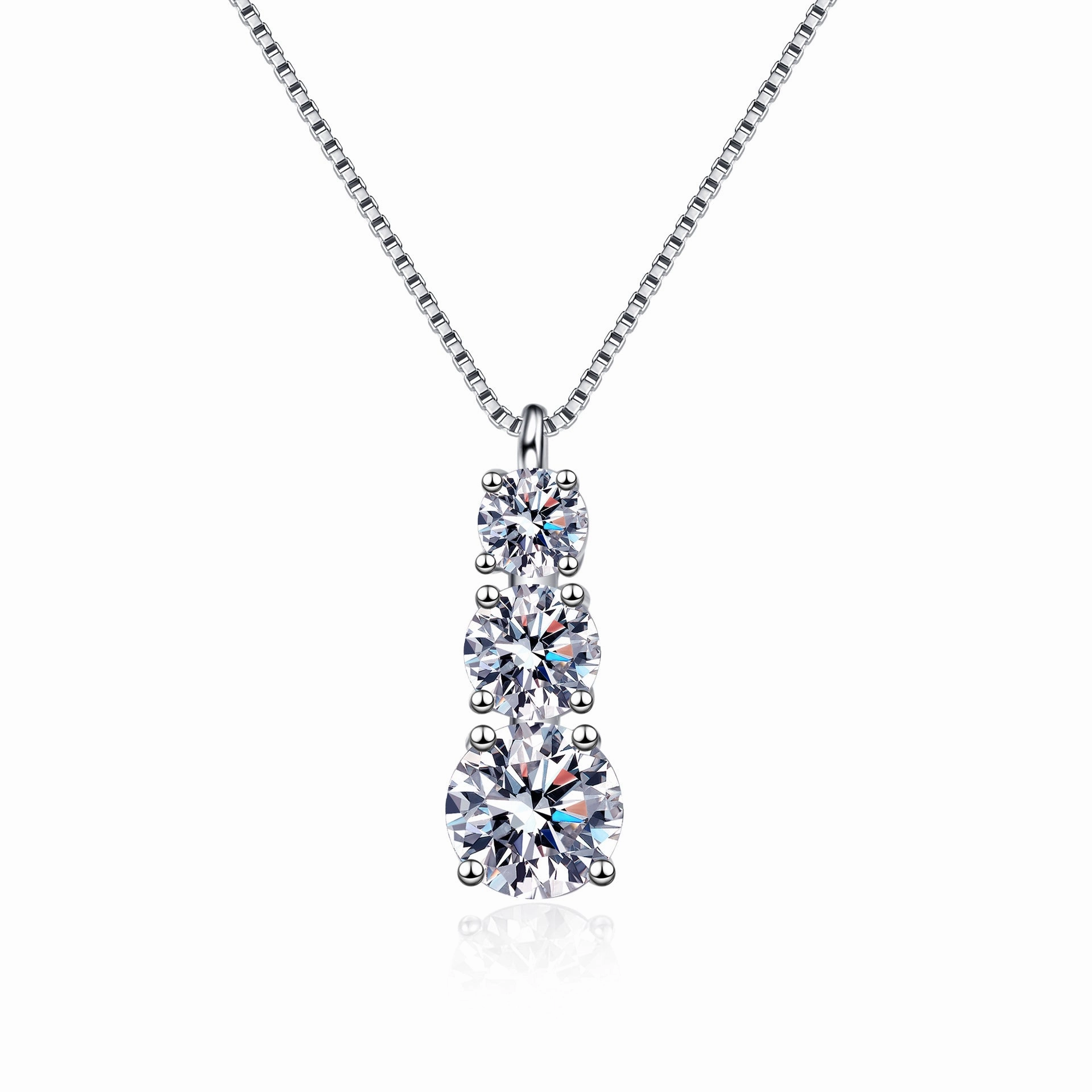 Wholesale 925 Sterling Silver Plated Pt950 Gold Moissanite Necklace Clavicle Chain