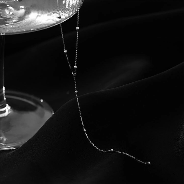 Wholesale 925 Sterling Silver Round Bead Tassel Necklace