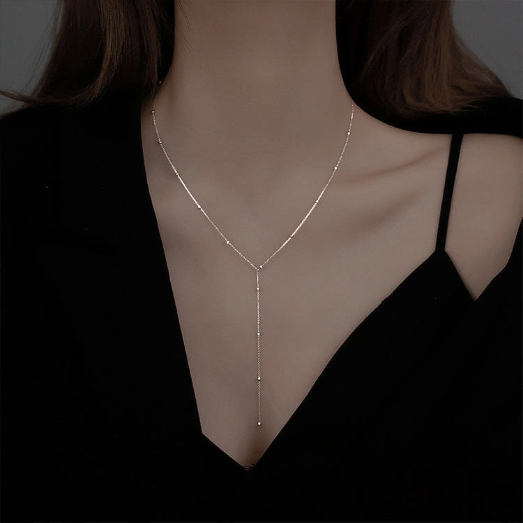 Wholesale 925 Sterling Silver Round Bead Tassel Necklace