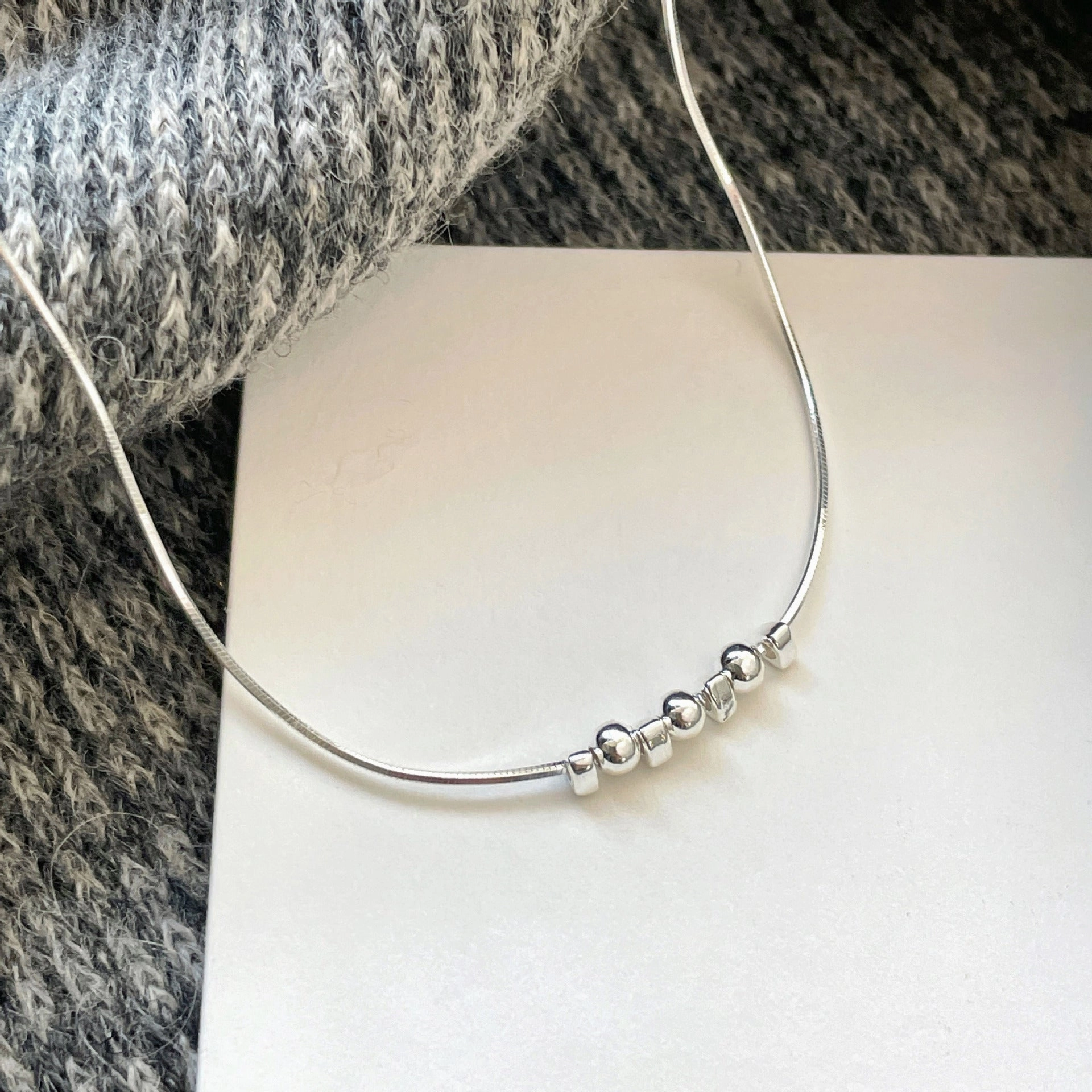 Wholesale 925 Sterling Silver Small Round Bead Necklace Clavicle Chain