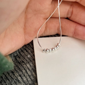 Wholesale 925 Sterling Silver Small Round Bead Necklace Clavicle Chain