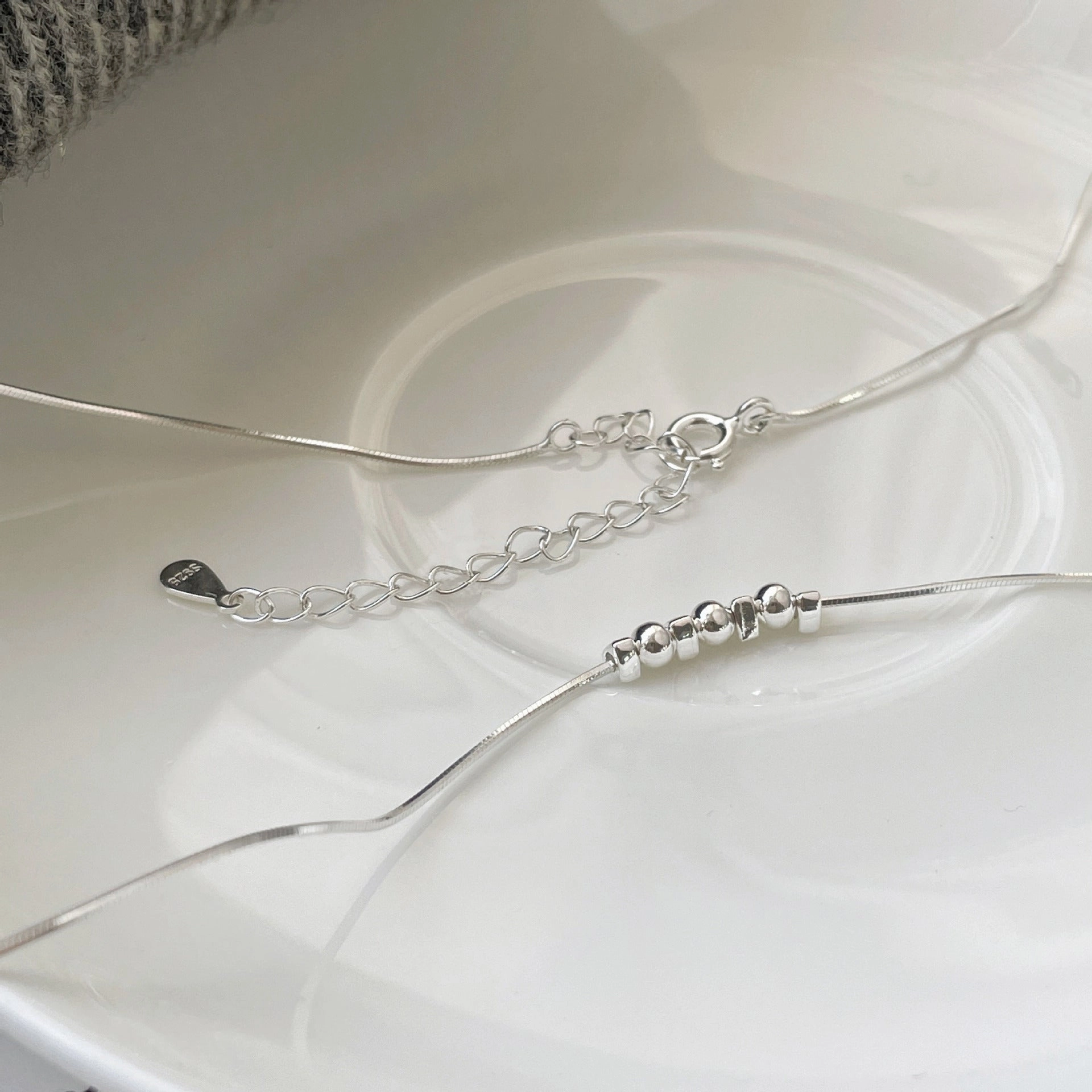 Wholesale 925 Sterling Silver Small Round Bead Necklace Clavicle Chain