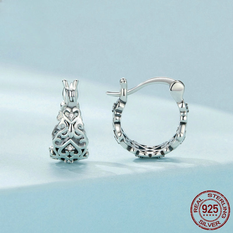 Wholesale 925 Sterling Silver Vintage Pattern Hollow Earrings