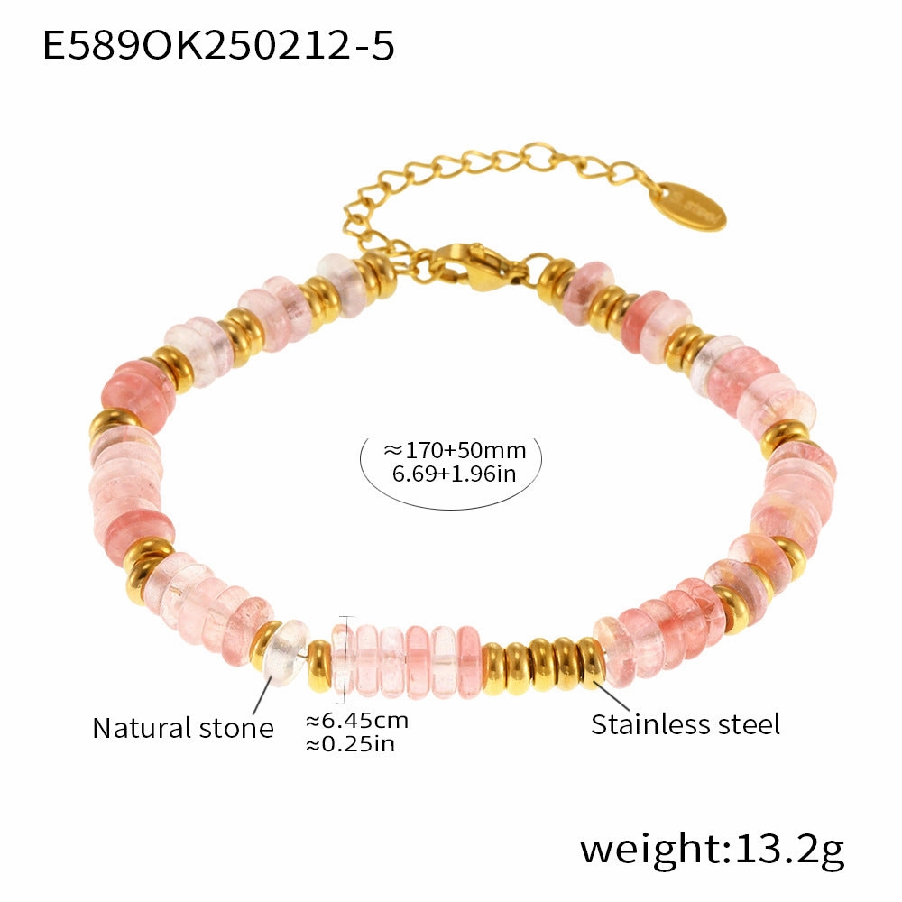 Wholesale Abacus Bead Titanium Steel Gold Plated Bracelet