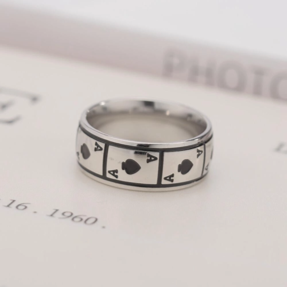 Wholesale Ace of Spades Titanium Steel Ring Ring