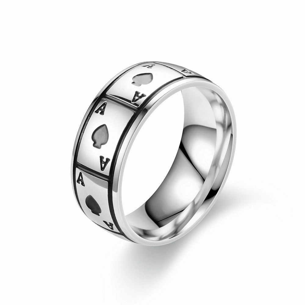Wholesale Ace of Spades Titanium Steel Ring Ring